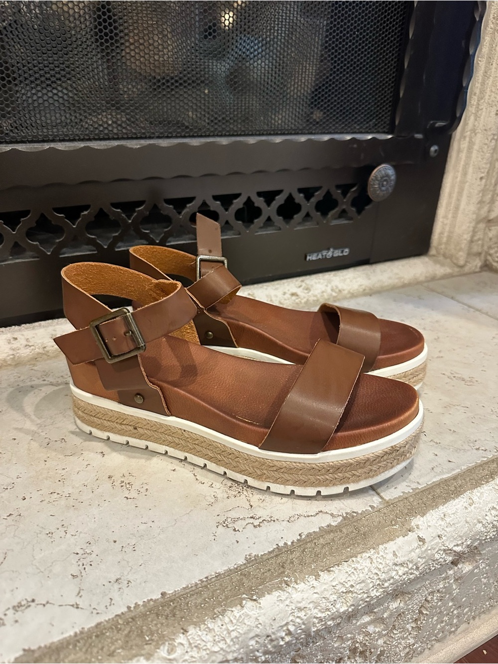 MIA Brown Platform Ankle-Strap Sandals